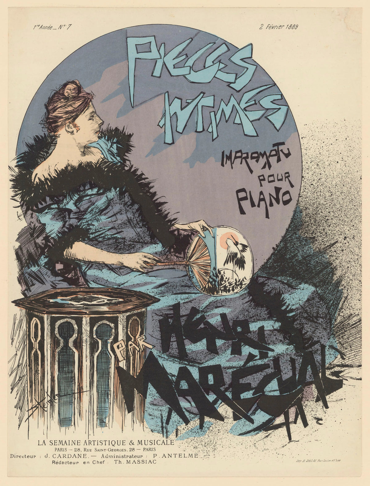 Théophile Alexandre Steinlen - Pièces intimes, impromptu pour piano par Henri Maréchal (1889)