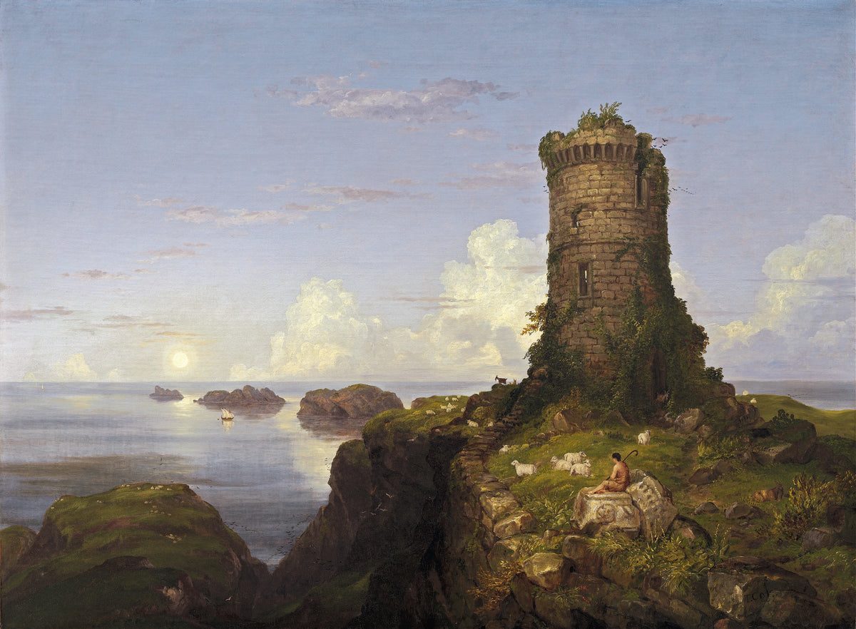 Thomas Cole - Italian Coast Scene with Ruined Tower (1838)
