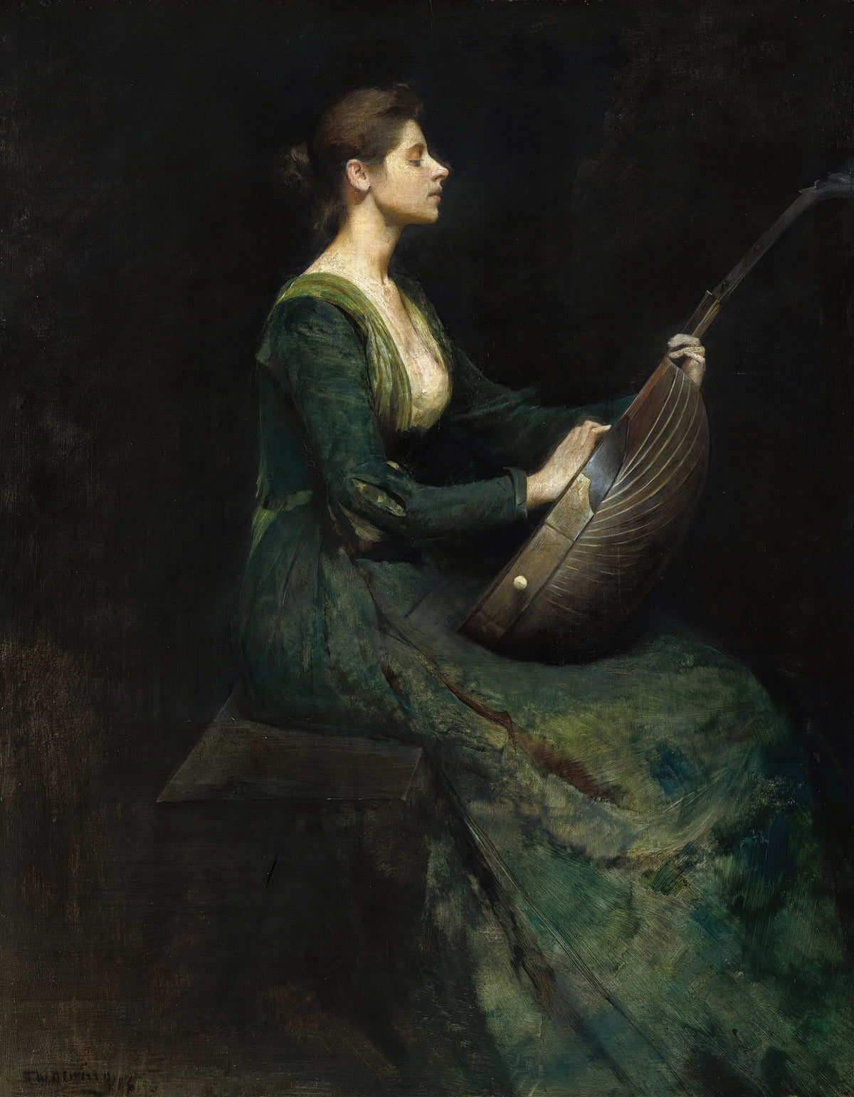 Thomas Wilmer Dewing - Lady with a Lute (1886)