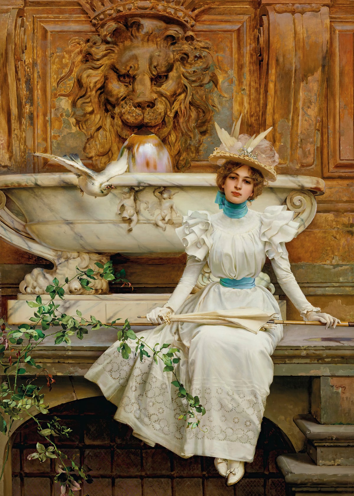 Vittorio Matteo Corcos - Alla fontana (Le due colombe) (1896)