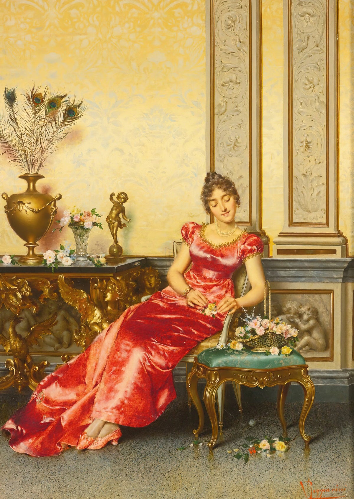Vittorio Reggianini - A Basket Of Flowers