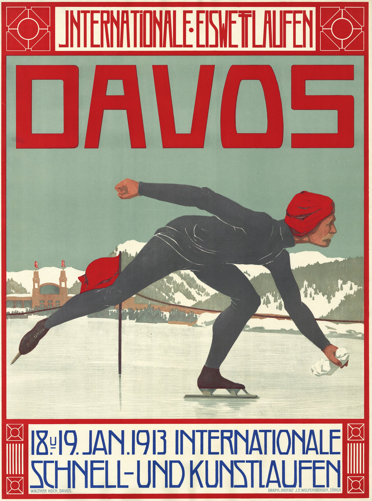 Walther Koch - Davos - Internationale Eiswettlaufen, 18. u. 19. Januar 1913 Iinternationale Schnell- und Kunstlaufen (1913)