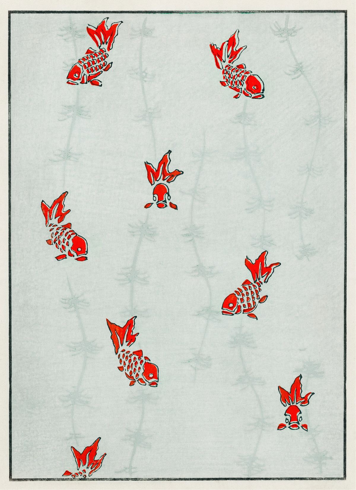 Watanabe Seitei - Seamless gold fish illustration