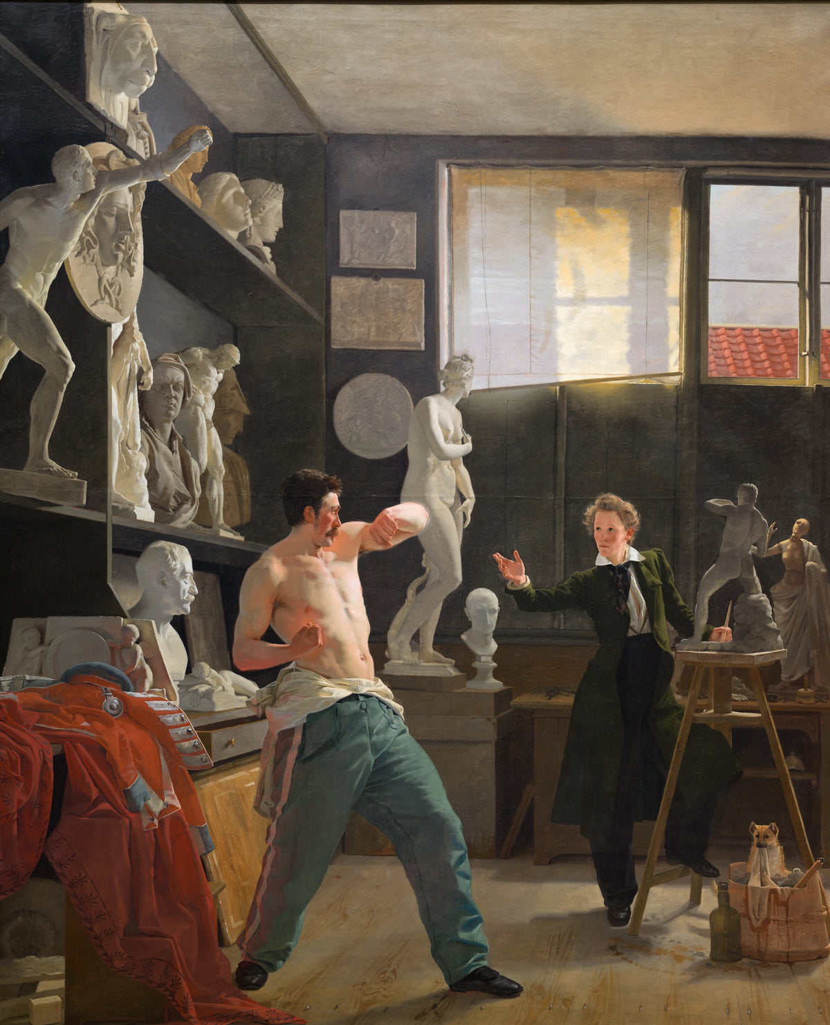 Wilhelm Bendz - A Sculptor in his Studio Working from the Life (1827)
