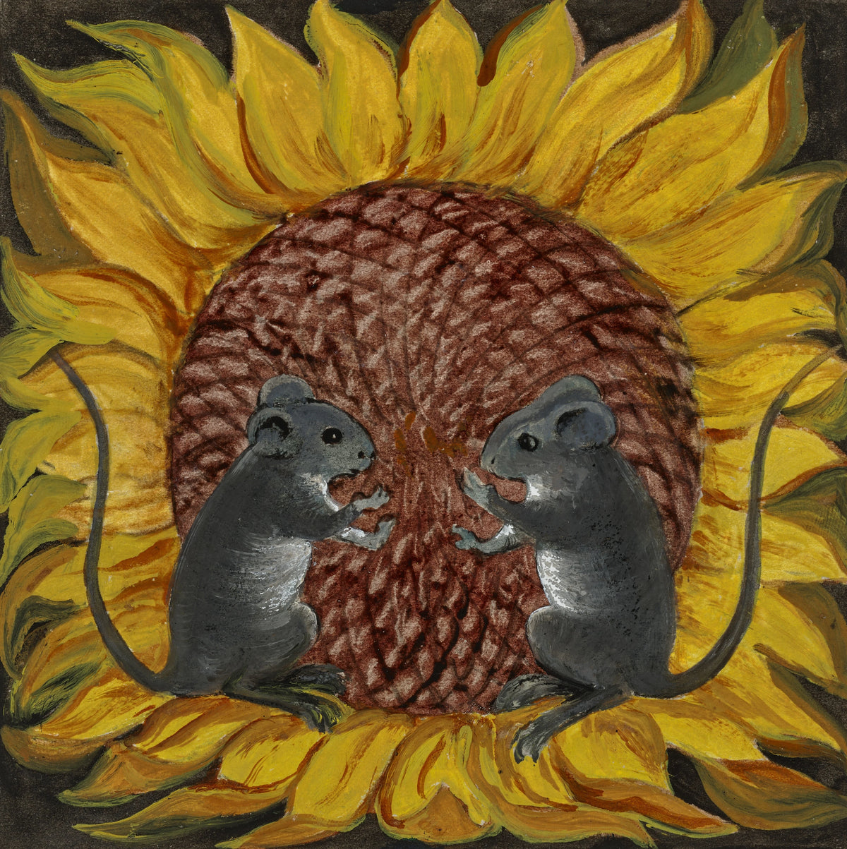 William Bell Scott - Two Mice and a Sunflower