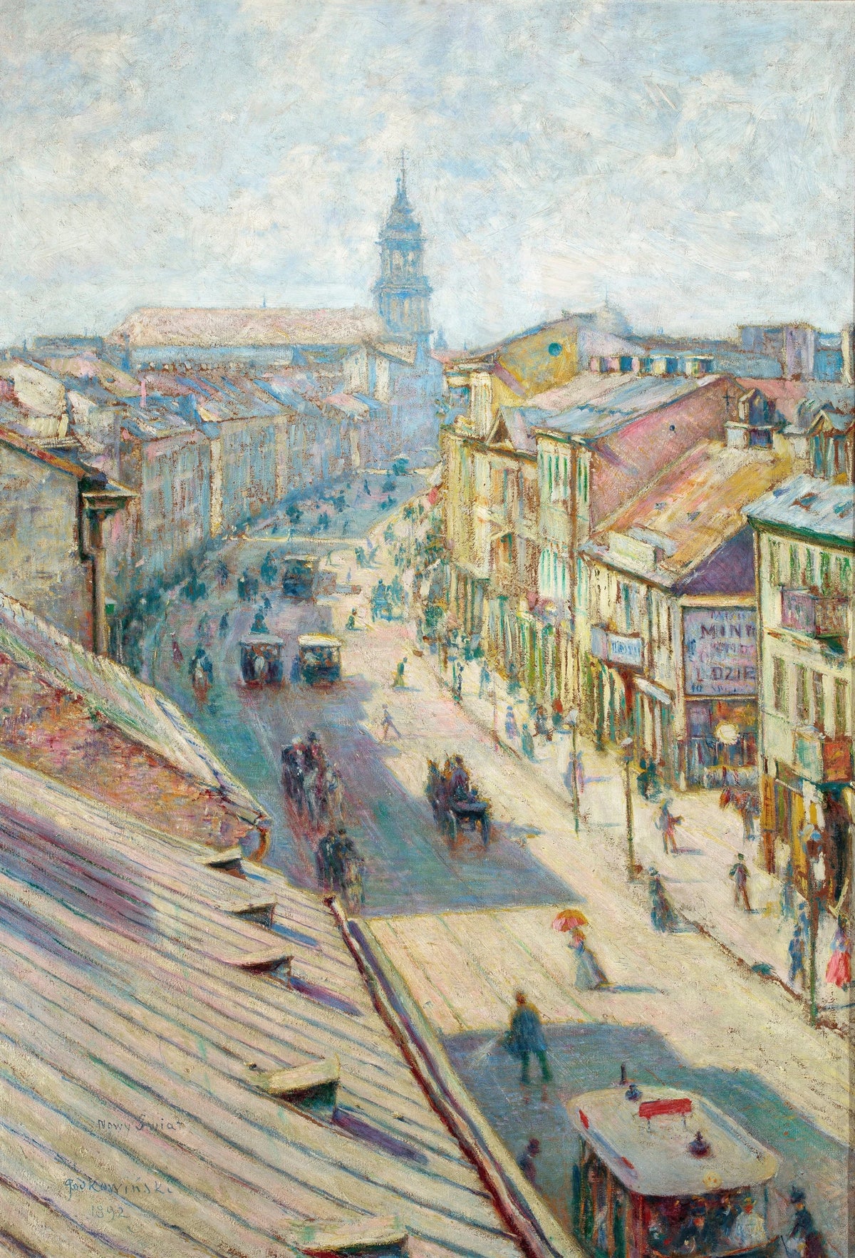 Władysław Podkowiński - Nowy Świat Street in Warsaw on a summer day (1892)